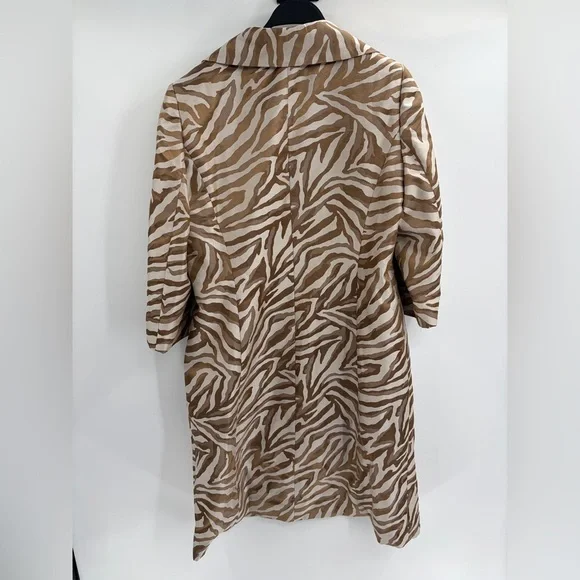 Kasper Zebra Print dressy Coat Jacket Women’s Brown Beige 3/4 Sleeve size 14 - Picture 10 of 14